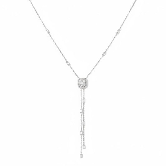Double Baguette Lariat Necklace