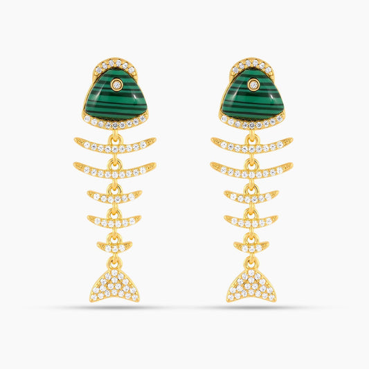 Fish Malachite Drop Earrings
