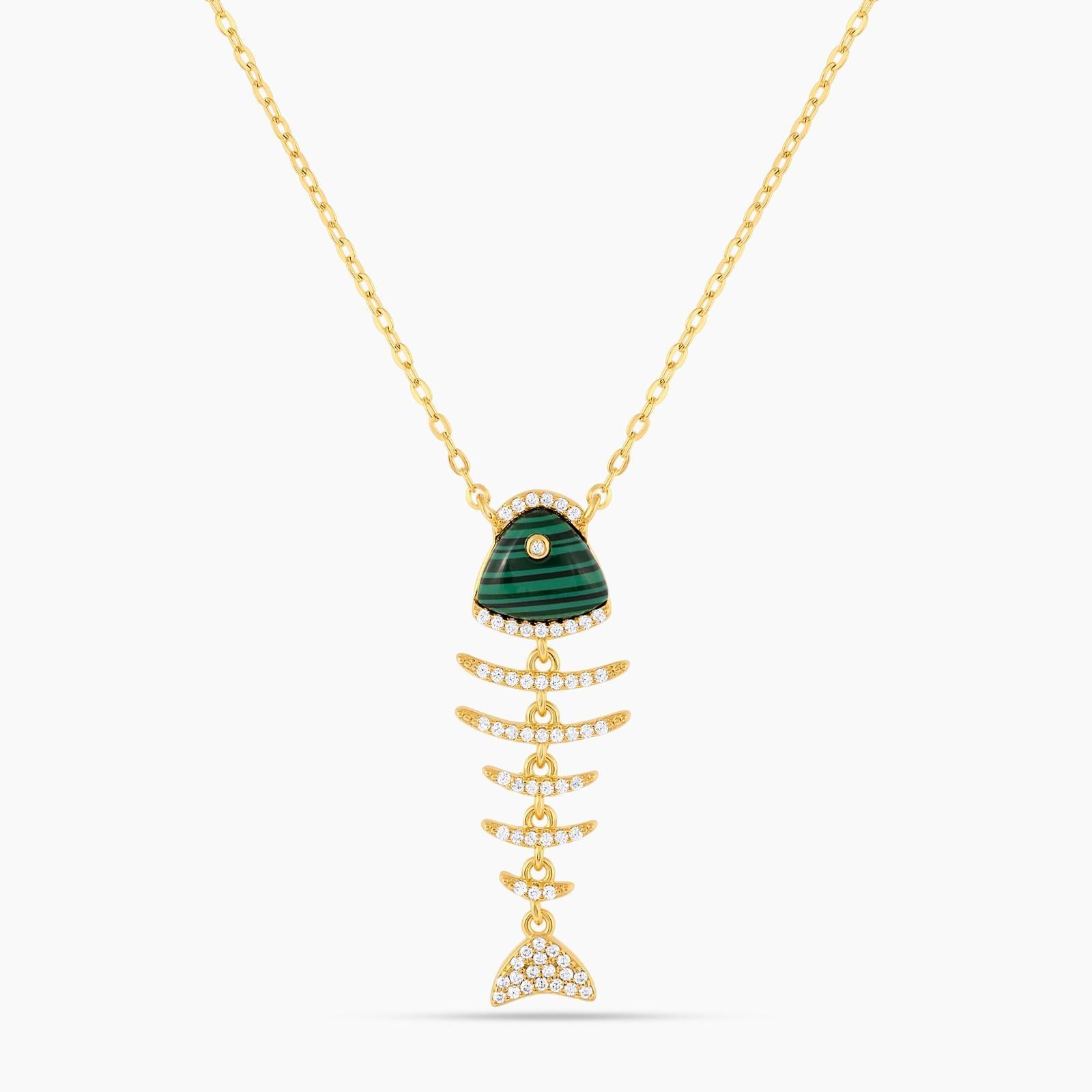 Elevated Fish Malachite Necklace