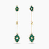 Elevated drop eye earrings malachite