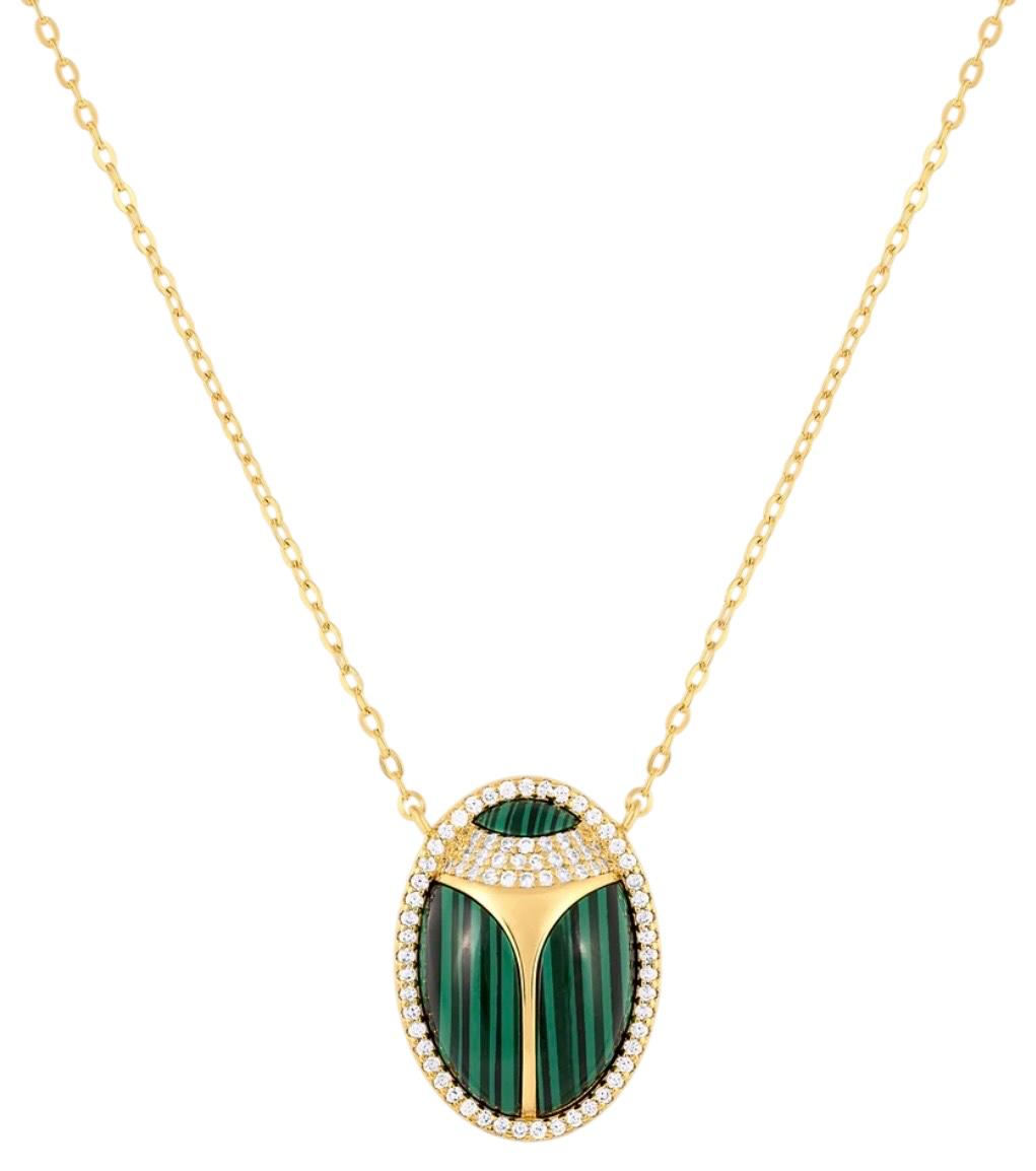 Elevated Scarab Malachite Necklace