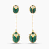 Elevated Scarab Malachite Drop Earrings