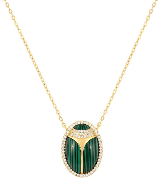 Elevated Scarab Malachite Necklace