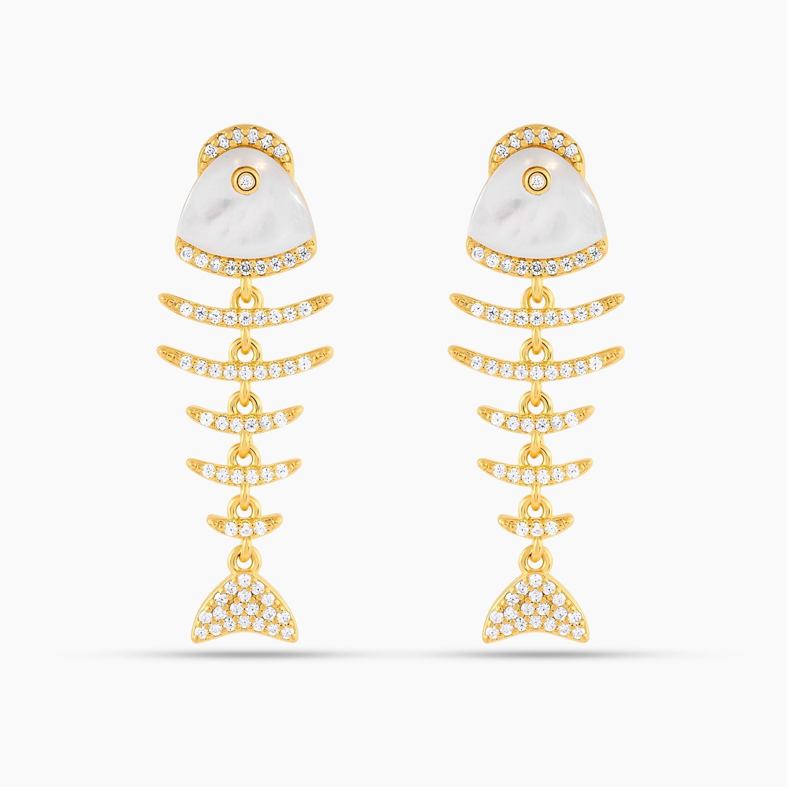 Elevated Fish Mother of Pearl Drop Earrings