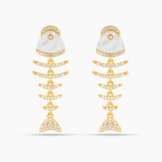 Elevated Fish Mother of Pearl Drop Earrings