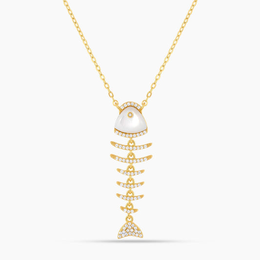 Elevated Fish Mother of Pearl Necklace