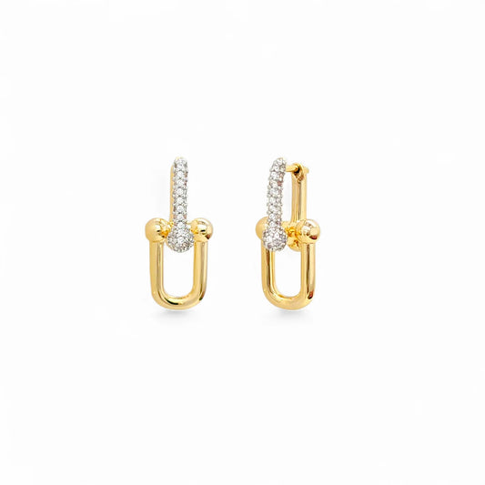 Earring U Link | 18K gold plated | Italian craftsmanship | Cubic zirconia