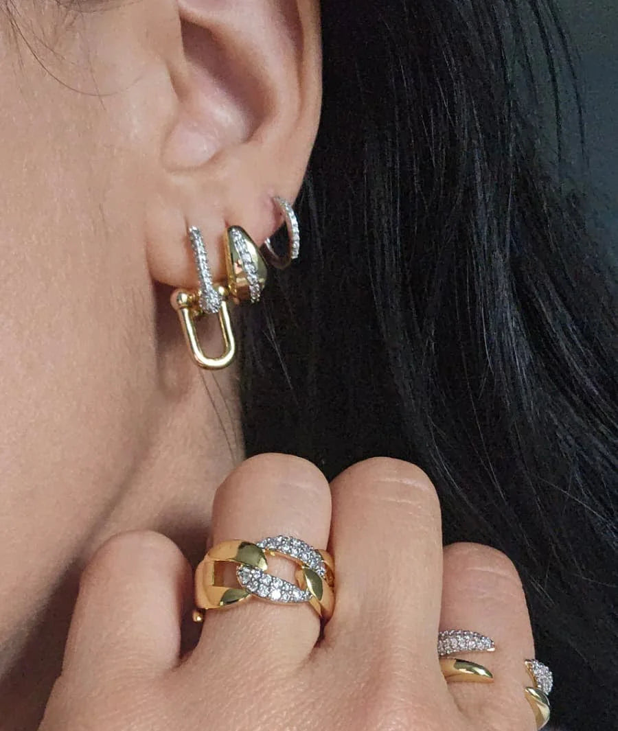 Earring U Link | 18K gold plated | Italian craftsmanship | Cubic zirconia