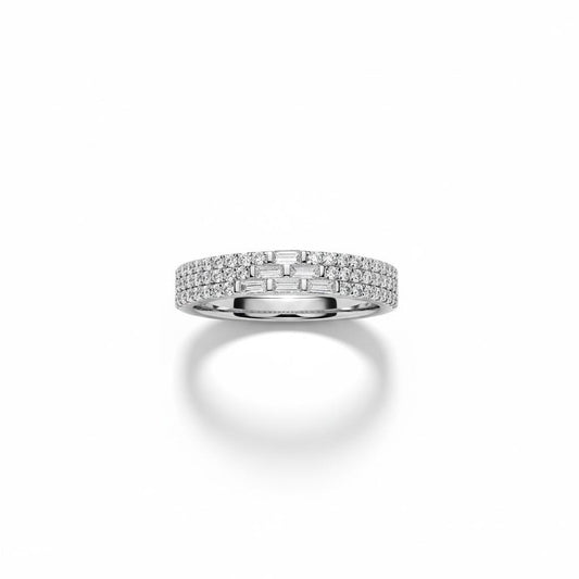 Triple Pave Pyramid Baguette Ring 7