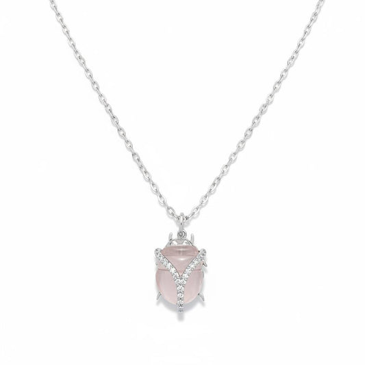 Rose Quartz Scarab Necklace