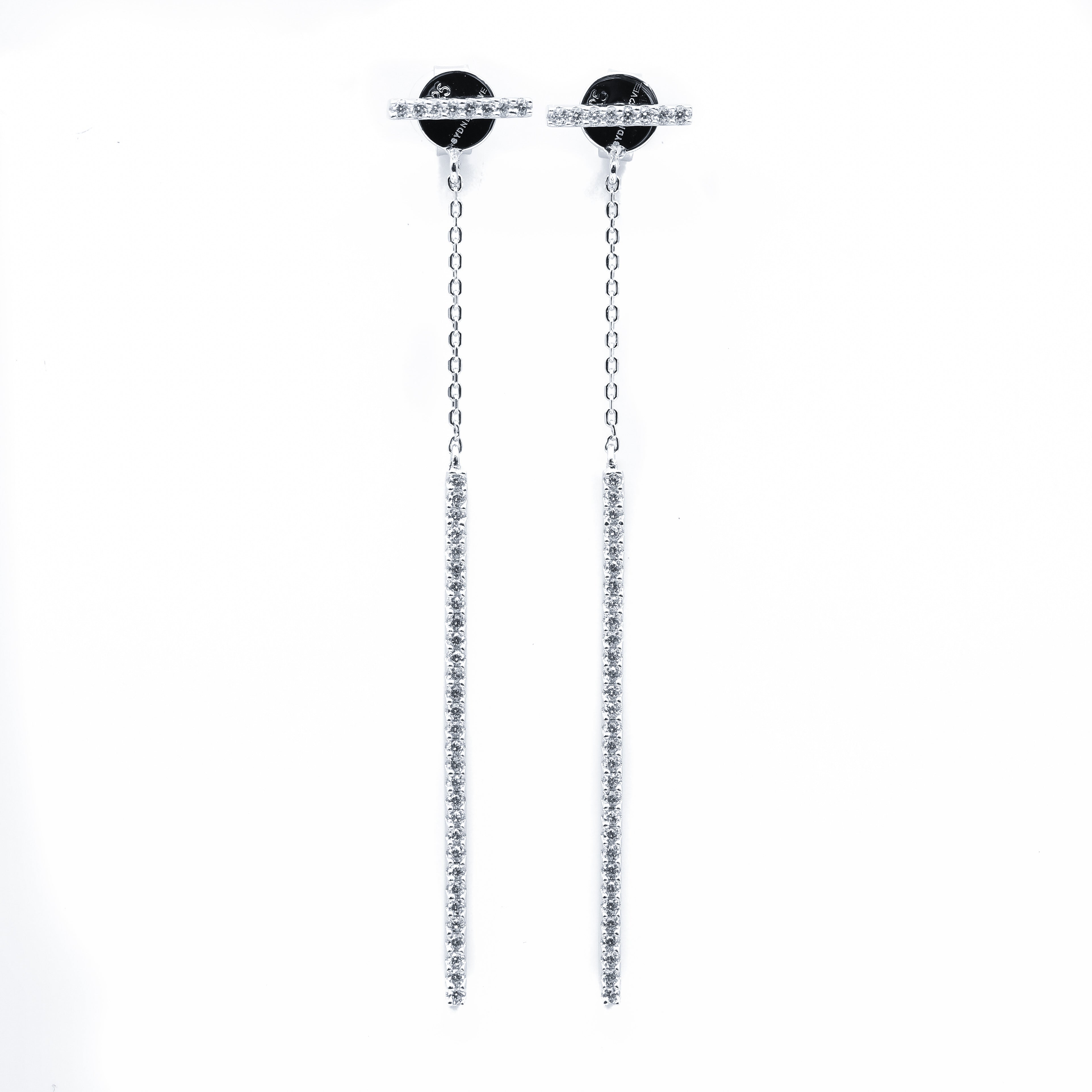 Pavé Drop Bar Earrings Sterling Silver