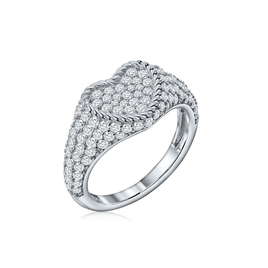 925 Sterling Silver Heart Pinky Ring
