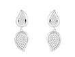 Double Teardrop Pave Drop Earrings Silver