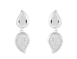 Double Teardrop Pave Drop Earrings Silver