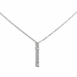 Single Linear Baguette Bezel Pave Necklace