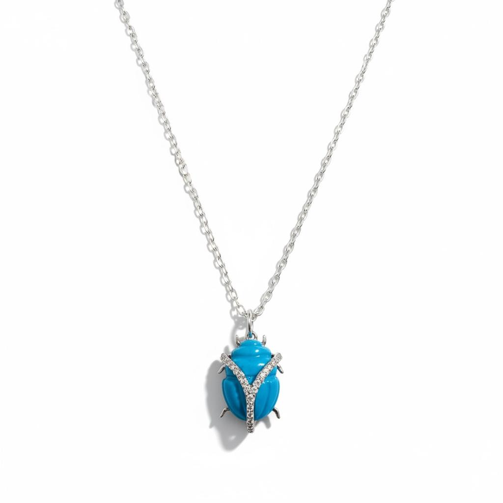 Silver Turquoise Scarab
