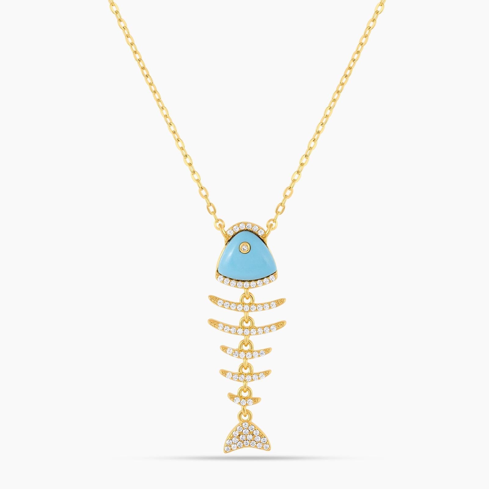 Elevated Fish Turquoise Necklace