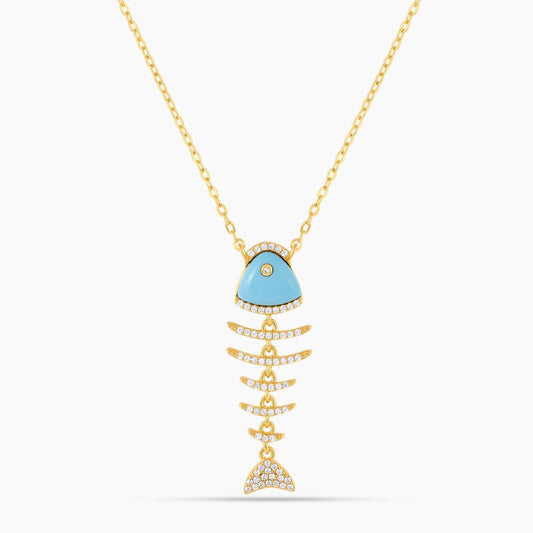 Elevated Fish Turquoise Necklace