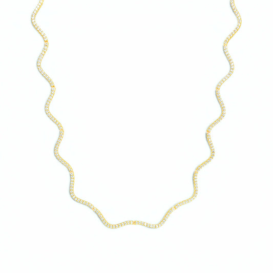 Wavy Tennis Necklace | 18 Karat Gold Plated | Italian Craftsmanship
