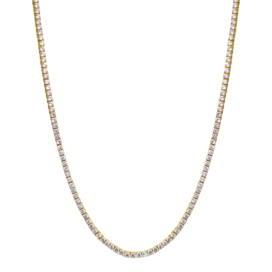 Classic Tennis Necklace SS Gold Plated 15"