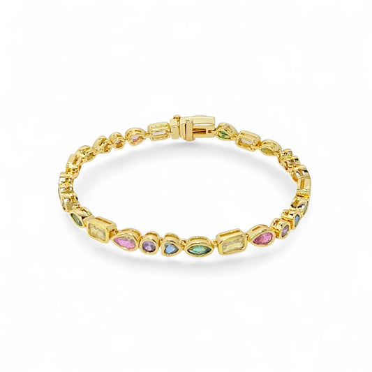 Multi-shape bezel bracelet | 18k gold plated | Italian craftmanship