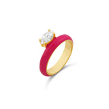 Cherry Pop Enamel Solitaire Pinky Ring Size 4