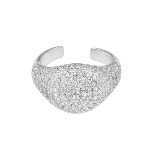 Pave Pinky Ring Silver